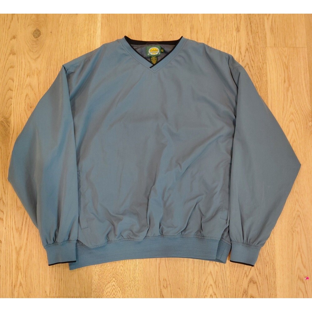 Cabela's Men's Blue Long Sleeve Windbreaker Jacket Pull Over 2XL 100% Polyester